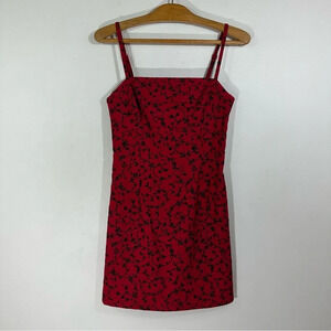 Vintage La Belle Red Black Floral Mini Dress